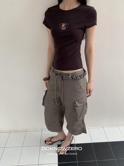 DKZ OFFICIAL Coffee Retro Print Slim Fit Women&