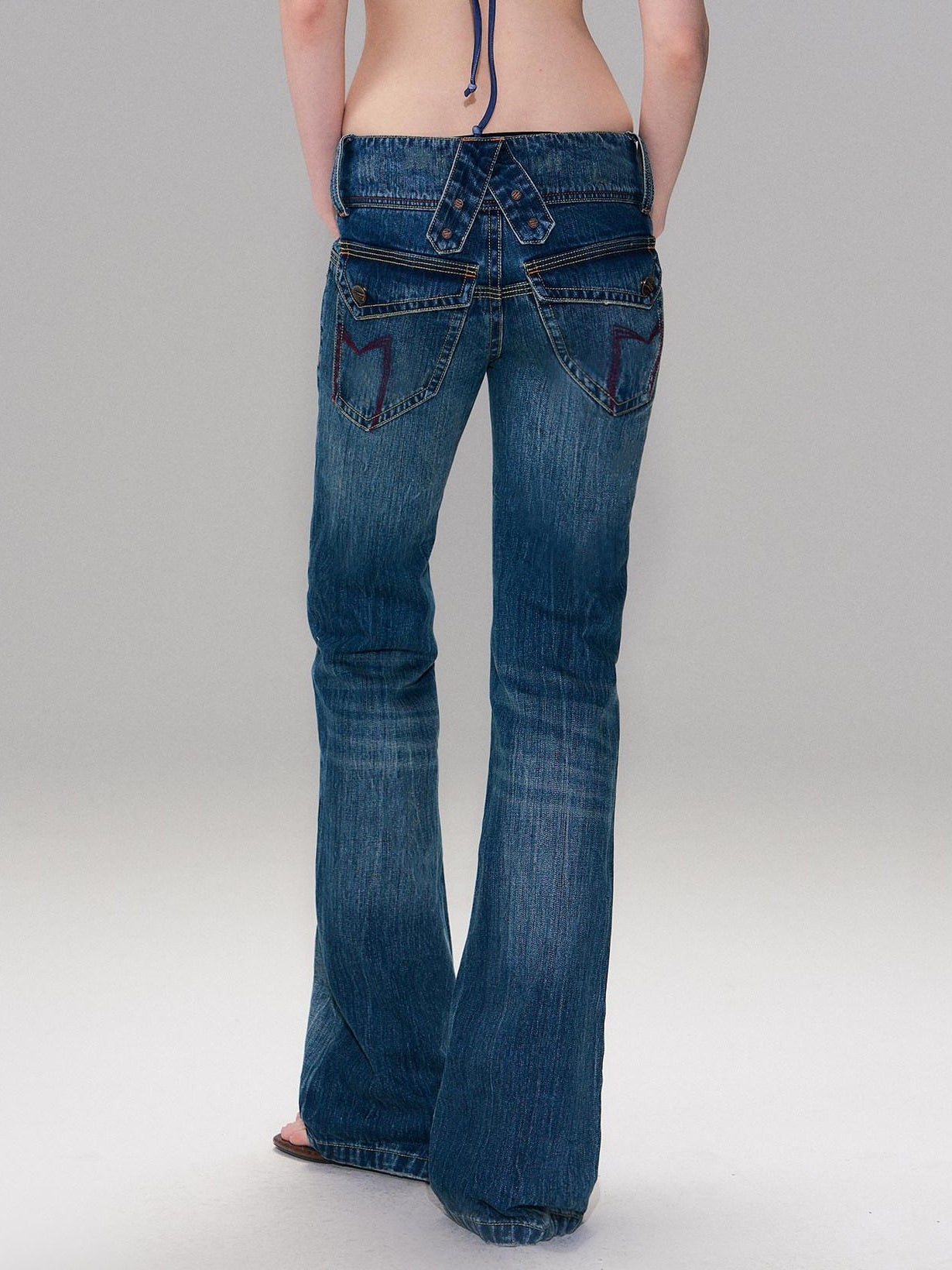 The NeverMore Slight Stretch Low Rise Slim Cotton Casual Women Deep Blue Straight Leg Jeans