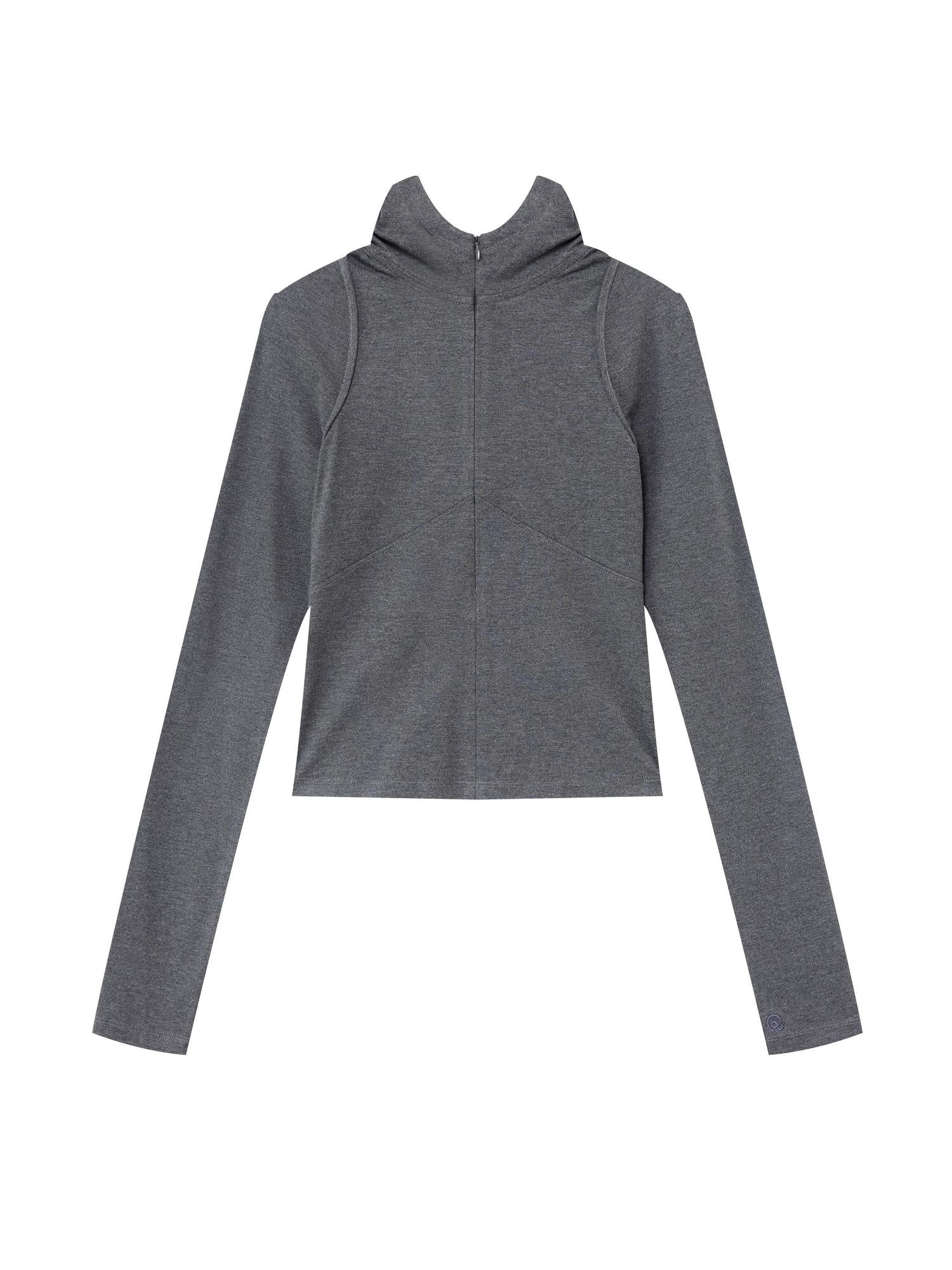 RUN TO THE FUTURE Slim Fit Hooded Zip Casual Women Cotton Blend Black Long Sleeve T-Shirts