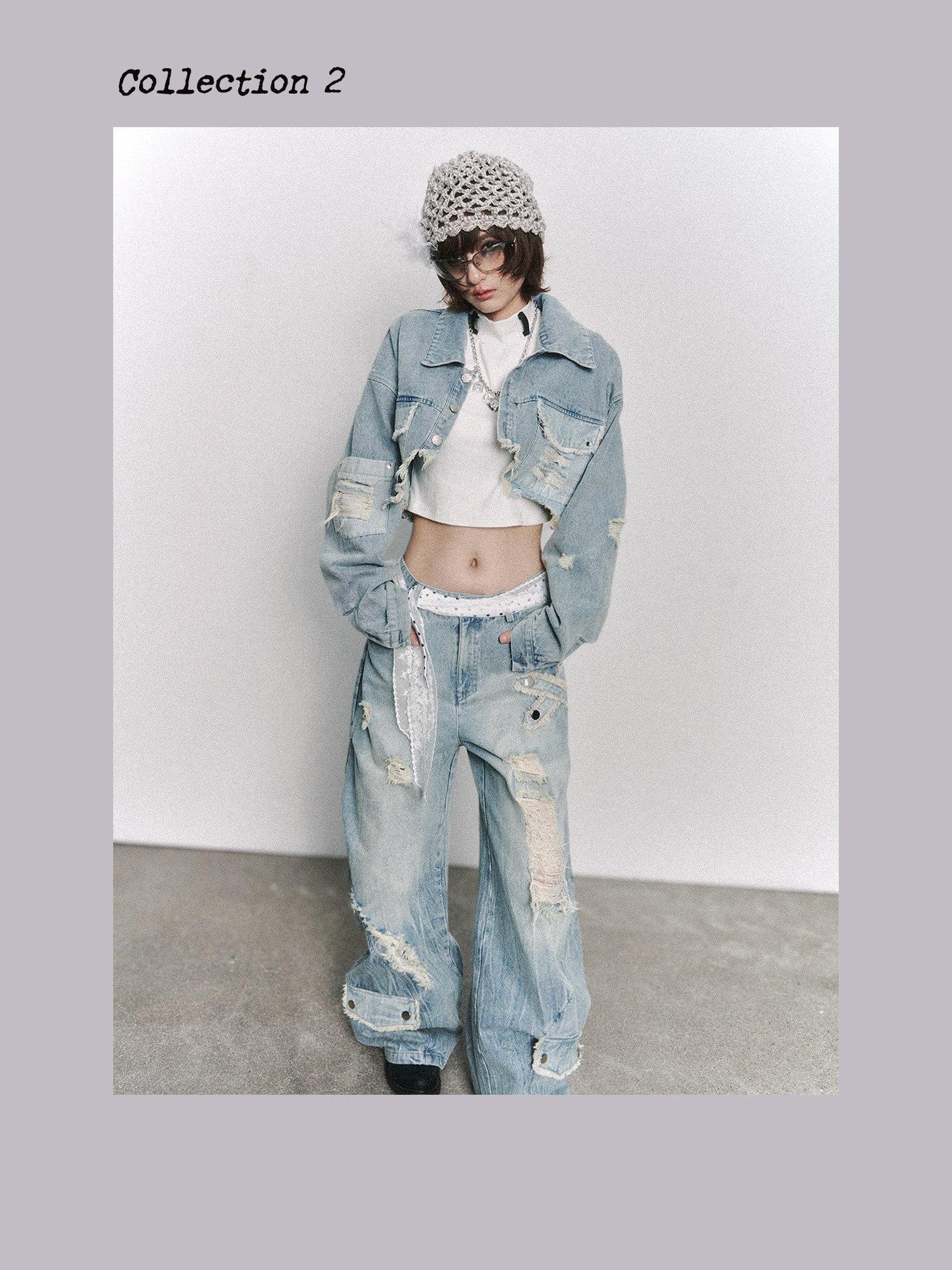 Frustration Garden Light Blue Washed Distressed Ripped Frayed Hem Women&