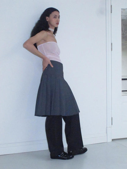 Dorydory Dark Grey Solid High Waist A Line Midi Women&
