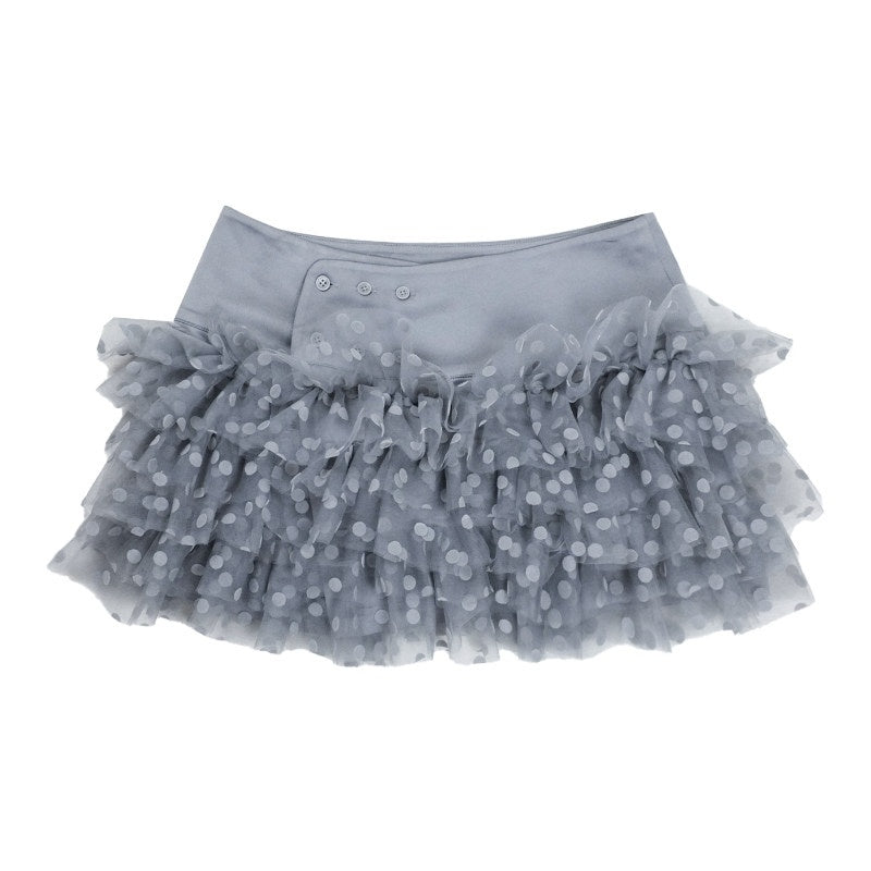 nit alcove Core Spun Casual Pleated Puff Skirt Mid Waist Girls Mint Gray Mini Skirts