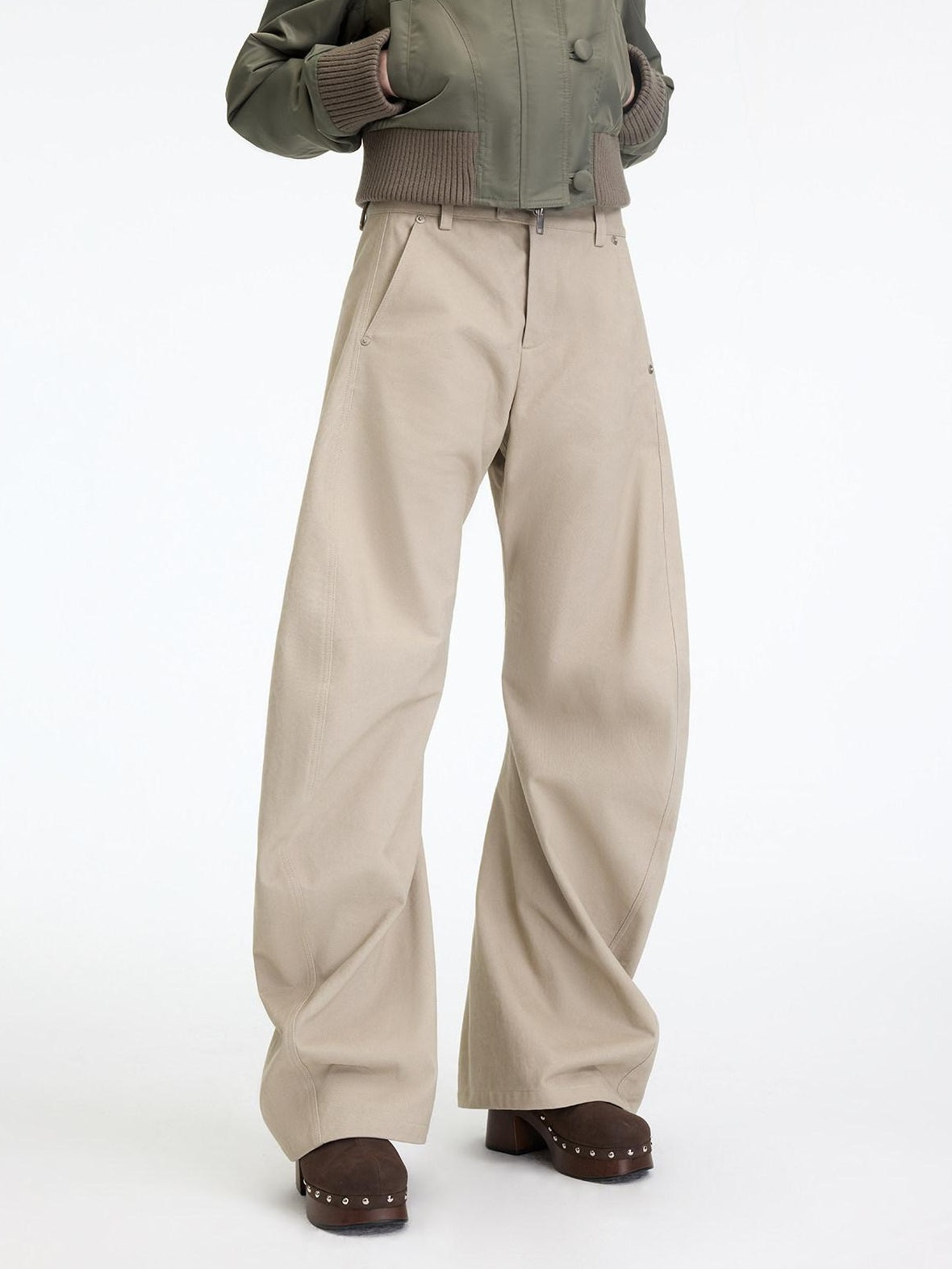 RUN TO THE FUTURE Chinos femme 100 % coton, coupe décontractée sculptée, taille mi-basse, jambes droites