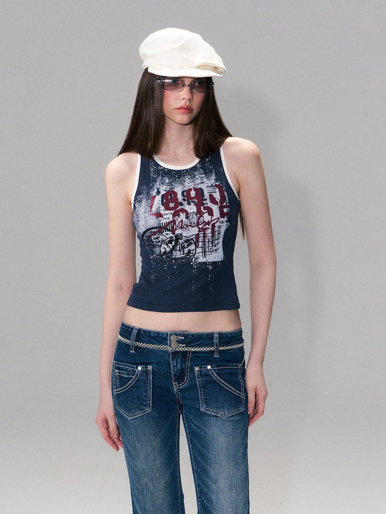 The NeverMore Cotton Blend Letter Print American Slim Fit Cropped Women Long Sleeve T-Shirts