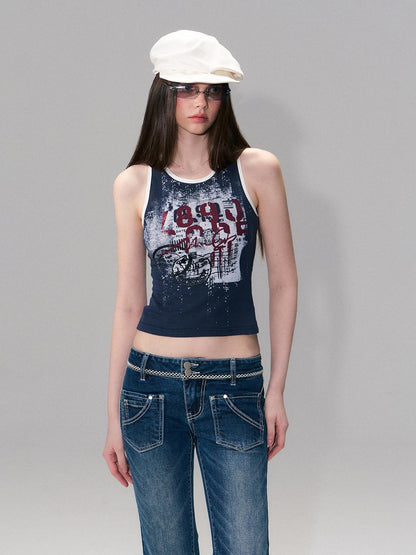 The NeverMore Cotton Blend Letter Print American Slim Fit Cropped Women Long Sleeve T-Shirts