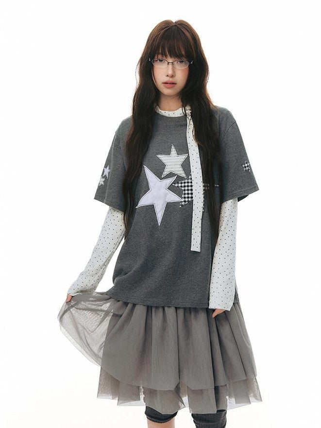 NAPSNAPS Star Applique Embroidered Women&