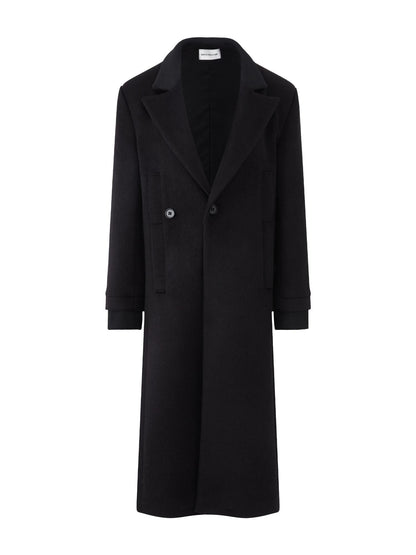 RUN TO THE FUTURE Lambswool Blend Patchwork Relaxed Fit Vintage Commuter Double Breasted Overcoats