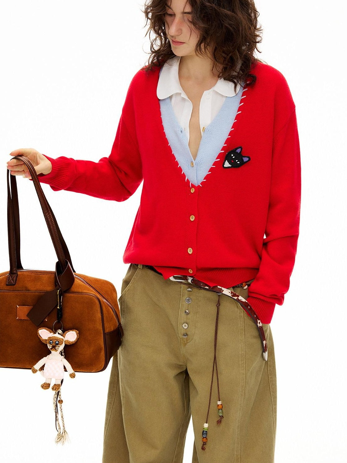 OuttheBlue Tassel Vintage Square Single Strap Faux Leather Brown Boston Tote Bags