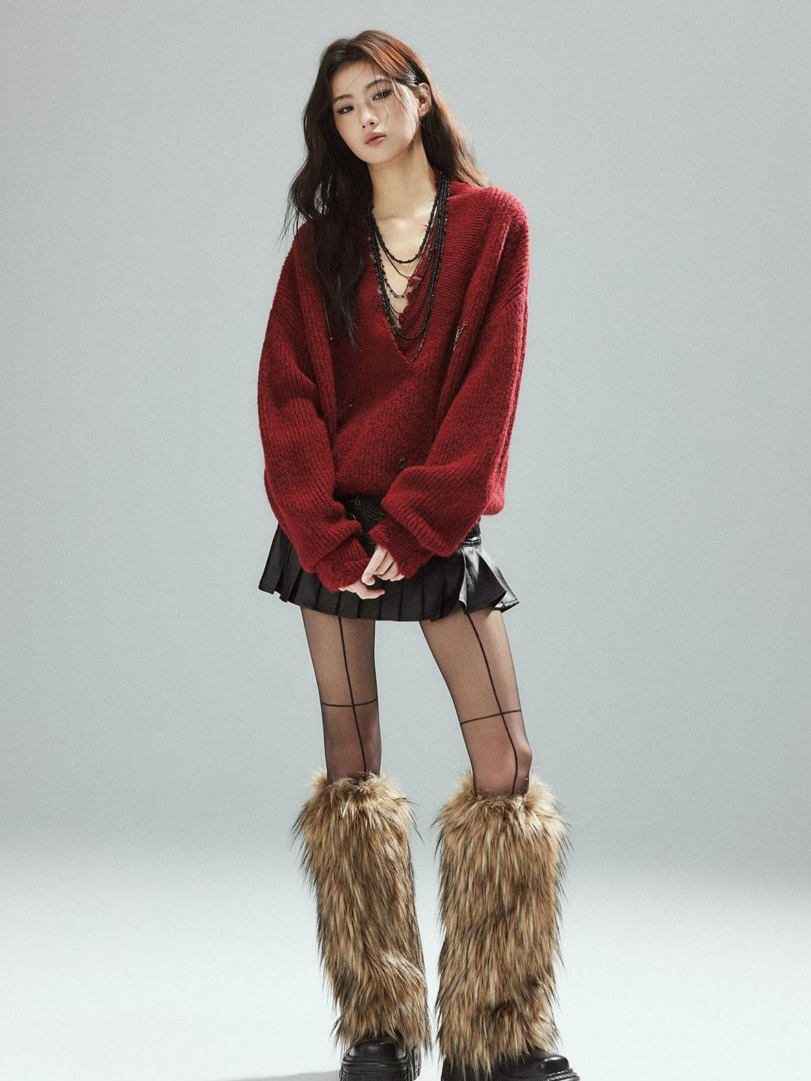 Low pixel Low Waist Pleated A Line Street Patchwork Chain Zipper Lined Black Mini Skirts