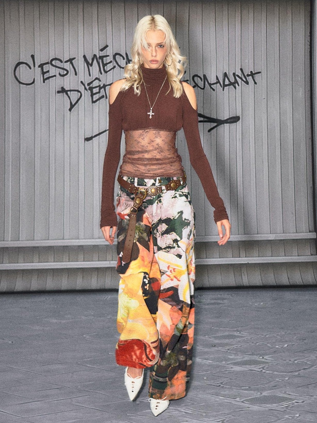 The NeverMore Sexy Mid Low Waist Hot Girl Floral Printed 100 Percent Cotton Wide Leg Pants