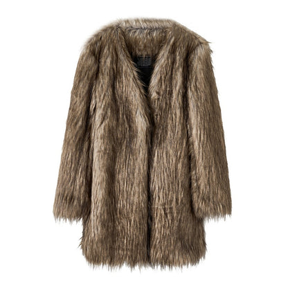 AnnoMundi Reversible Faux Fur Parka Half Collar Long Women&
