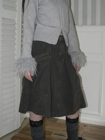ang project Pleated Washed Distressed Pockets Vintage Women&