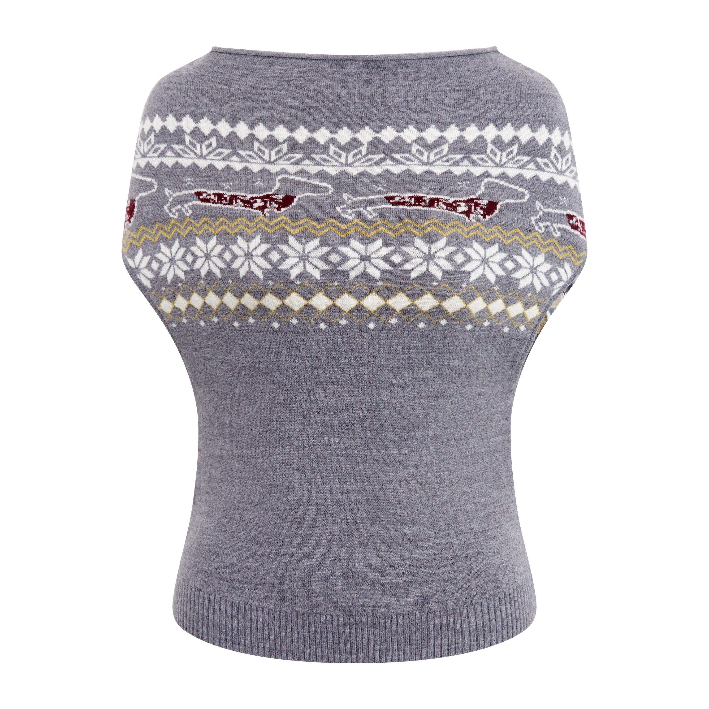 RUN_TO_THE_FUTURE_Acrylic_Wool_Blend_Slim_Cape_Animal_Print_Women_Asymmetrical_Neck_Grey_Sweaters_MISSTT