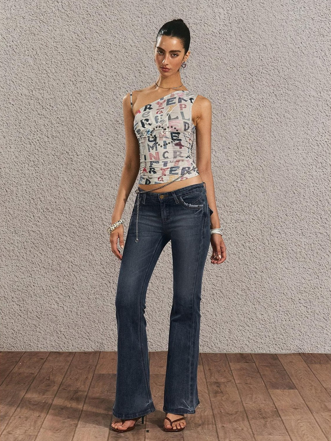The NeverMore Original Backless Slim Fit Cropped Cotton Women Printed Letter Tank Tops
