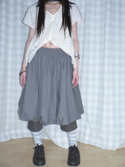 ang project Gray Pleated Elastic Waist Women&