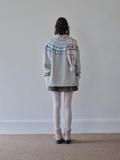 DKZ OFFICIAL Nordic Fair Isle Jacquard Oversized Women&