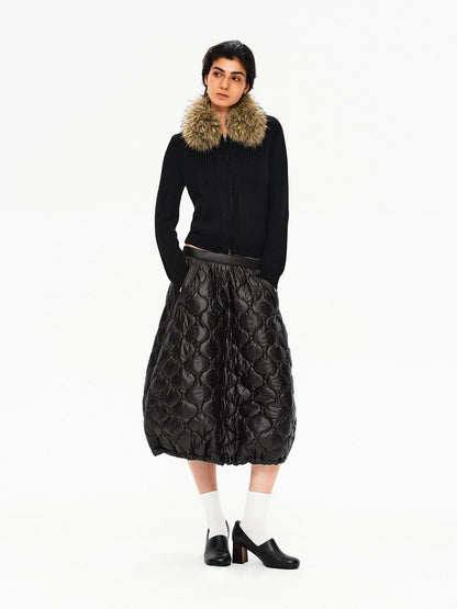 Northbutsouth Black And White Gourd Pattern Quilted Drawstring Hem Women&