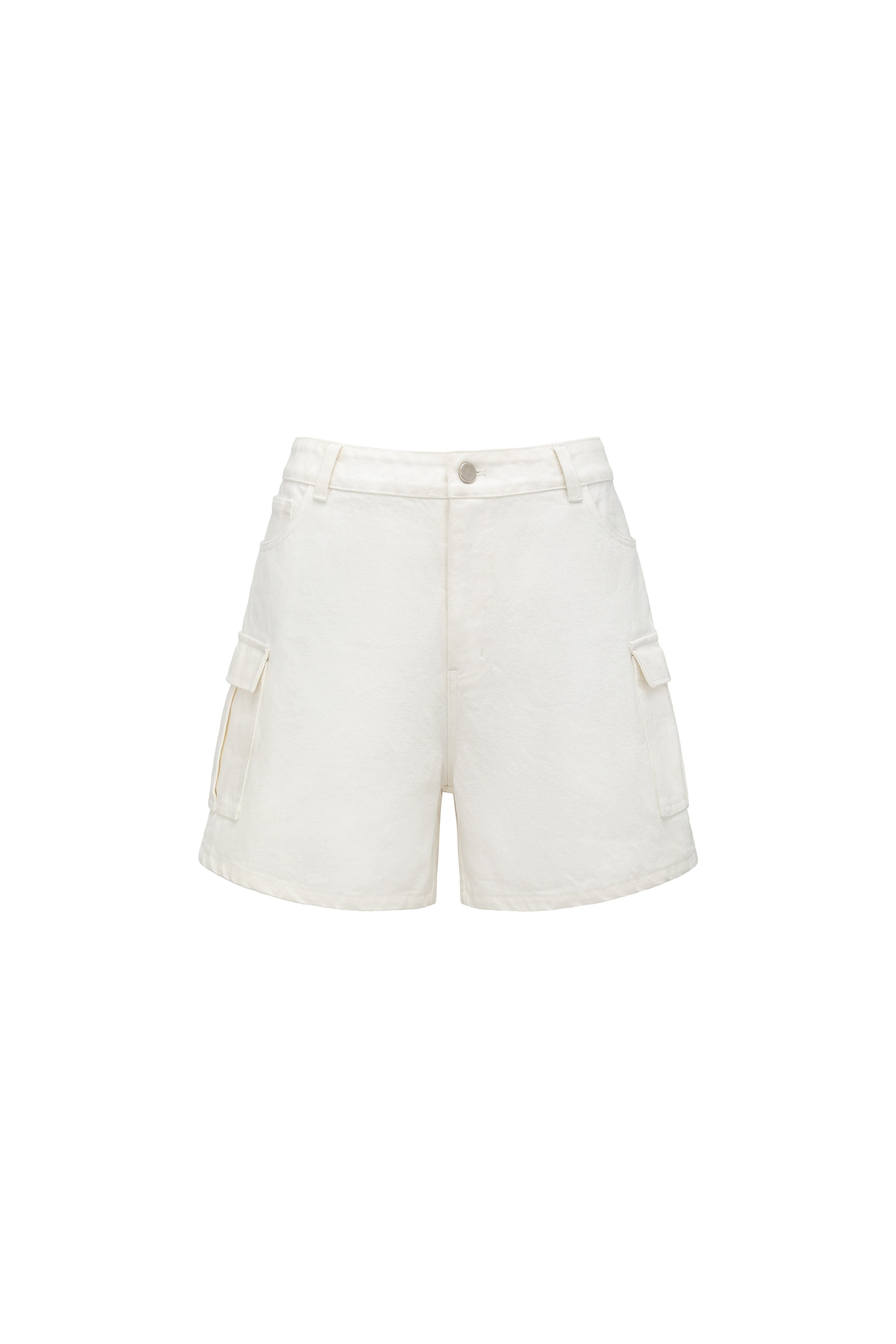 oinimi_White_Vintage_Bermuda_Cargo_Button_Fly_Pocket_Women&