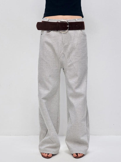 RUN TO THE FUTURE Minimalist Vintage Low Waist Zipper Pocket Office Womens Straight Pants