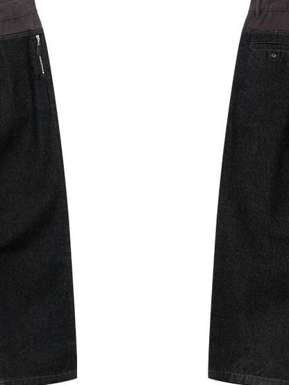 RUN TO THE FUTURE Casual Patchwork Low Waist Loose Women Black Cotton Wide-Leg Jeans