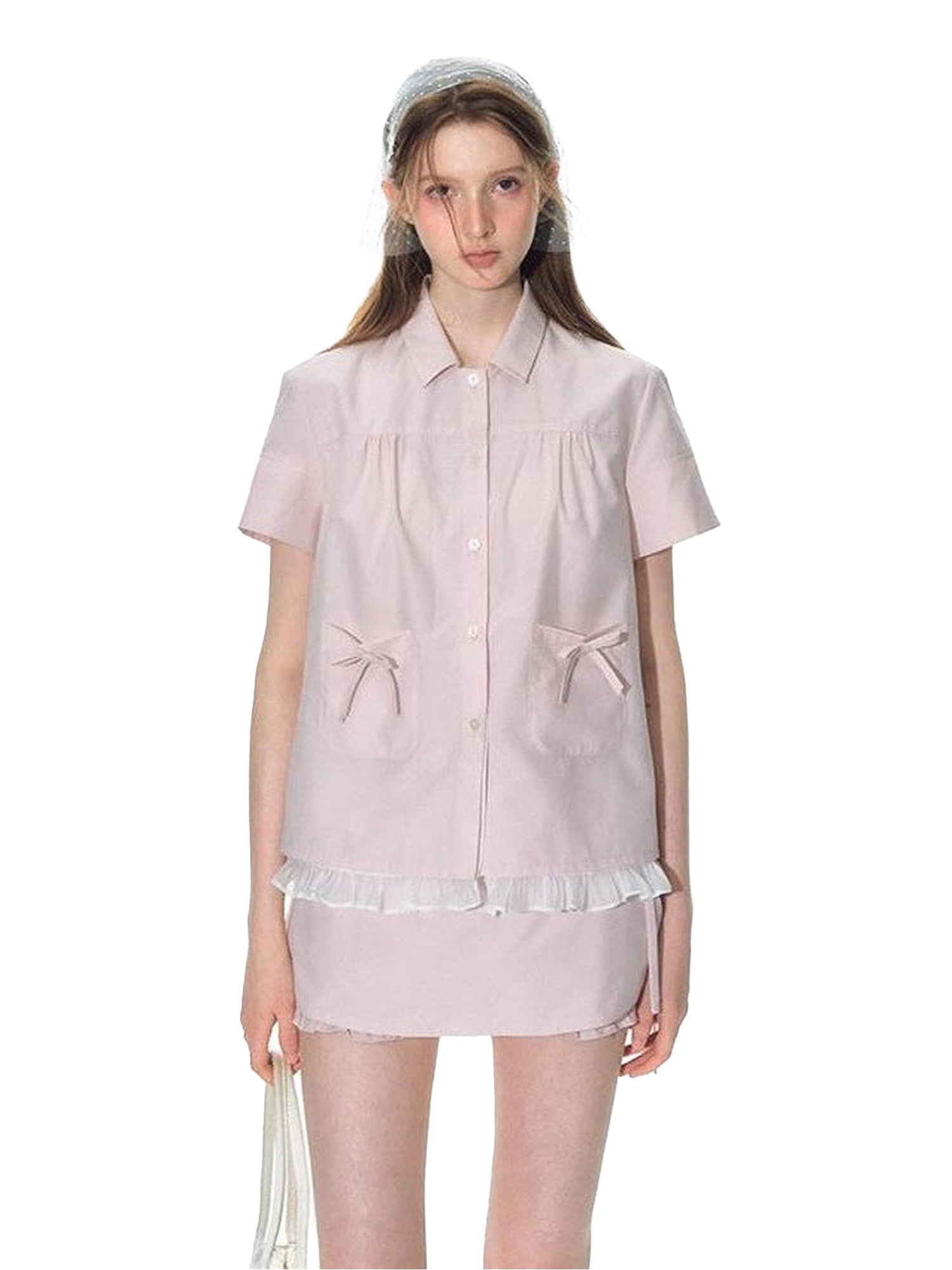 NAPSNAPS Check Patchwork Two Piece Illusion Spliced Gauze Women&