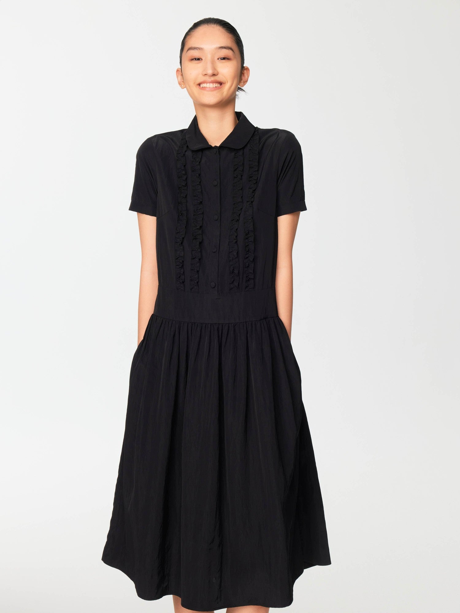 Northbutsouth Ruffled Shirt Collar Loose Fit Women&