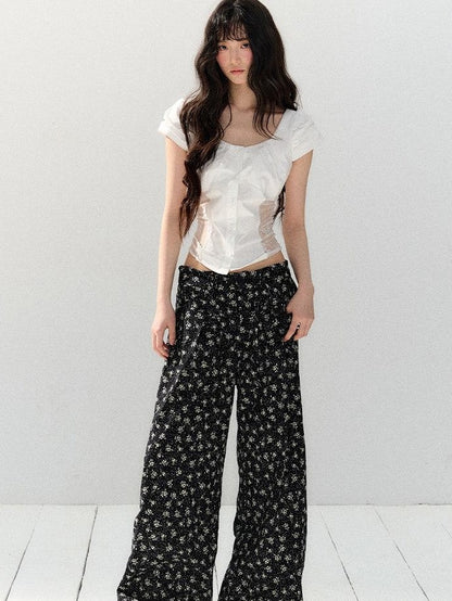 7Shiftin Puff Sleeve Two Piece Office Chic Women Crop T Shirt Basic Crop Tops