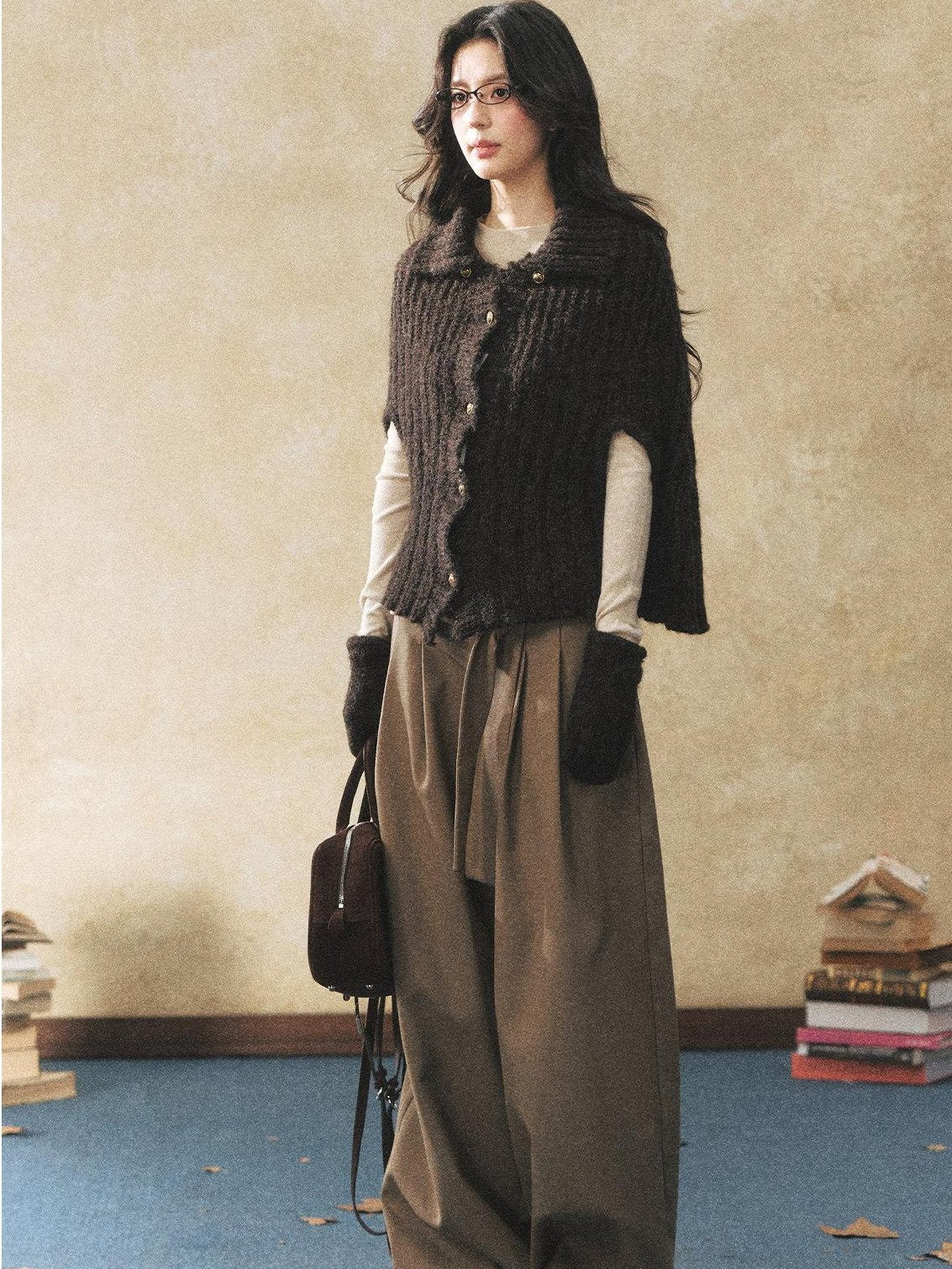 7Shiftin Cozy Button Cardigan Casual Relaxed Women Oatmeal Deep Brown Sweaters