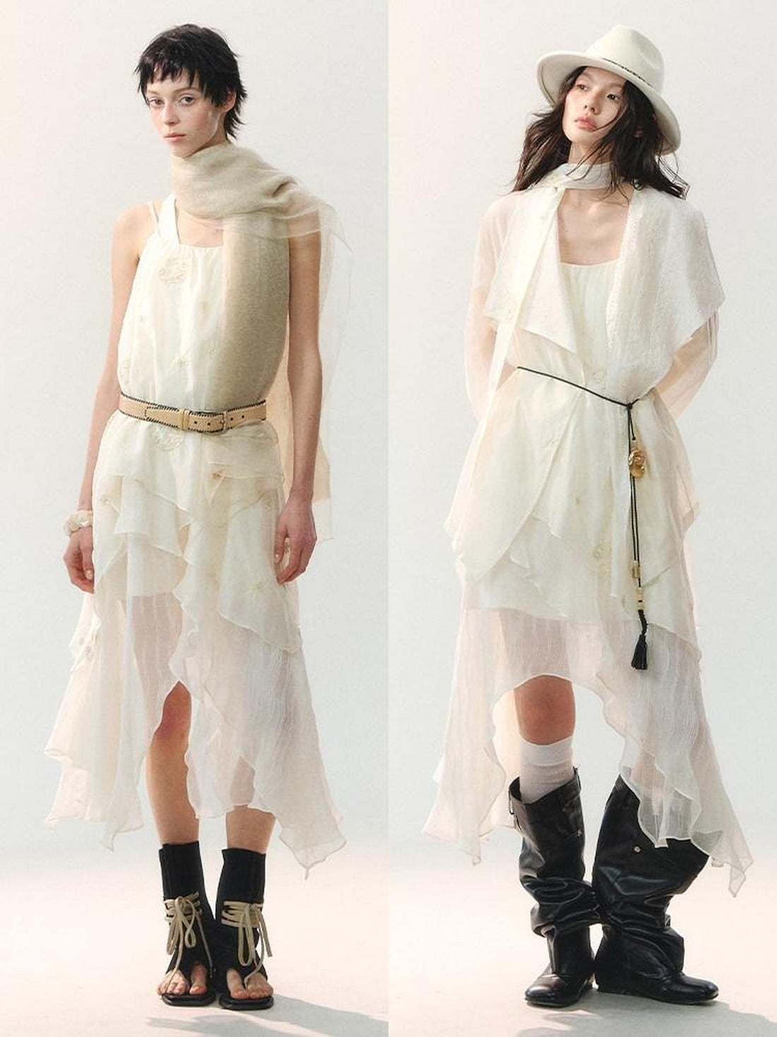 AnnoMundi Wavy Asymmetric Beaded Floral Embroidery Women&