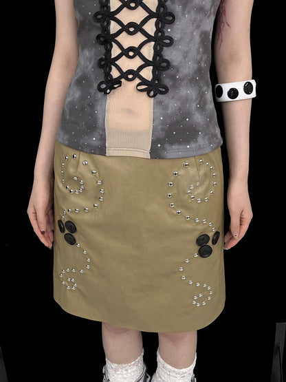 Ttsunami Brown Studded Spiral Metal Buckle Beaded Women&