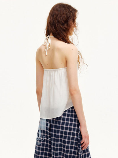 OuttheBlue Ivory Letter And Heart Print V-neck Women&