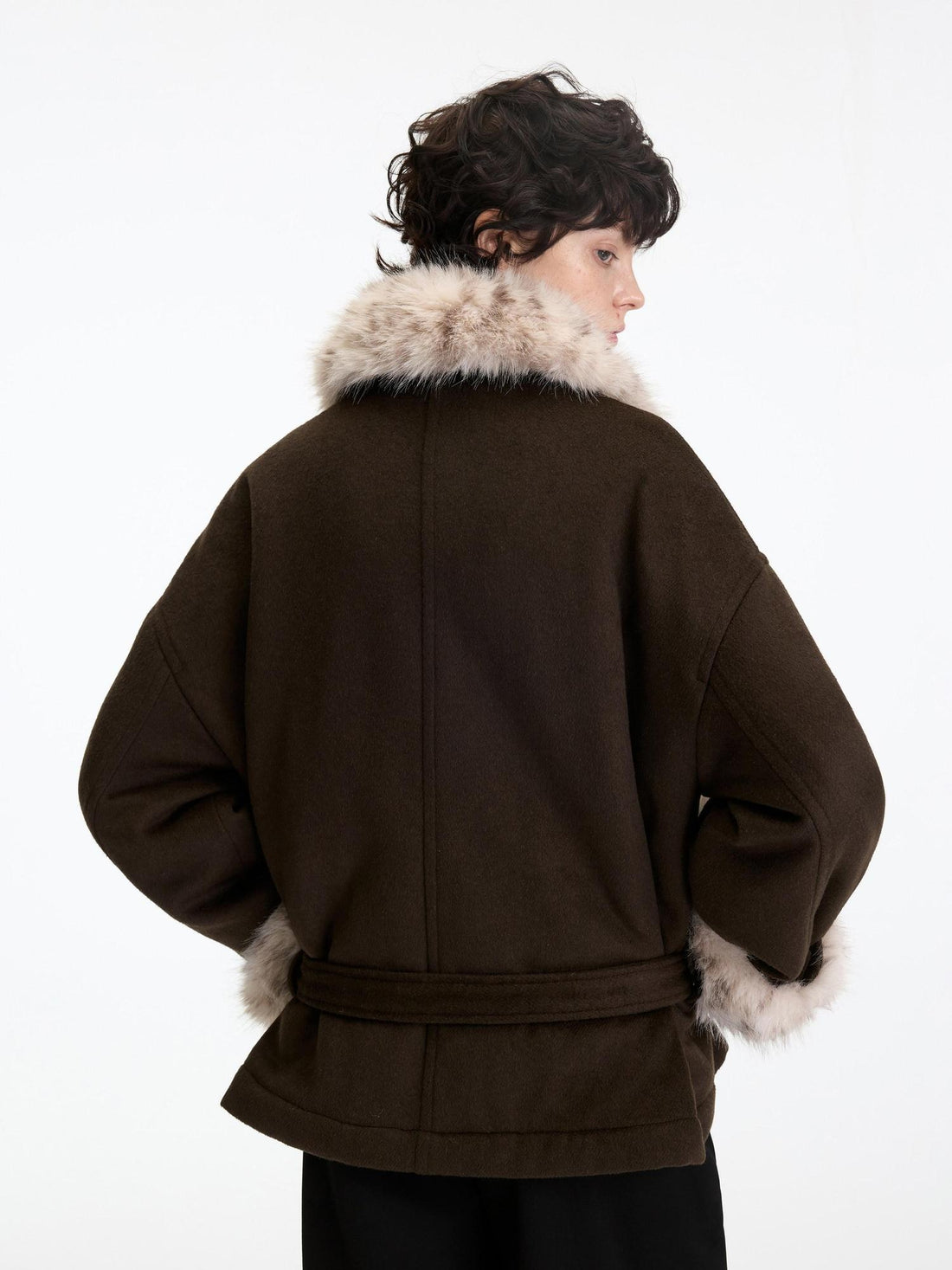 RUN TO THE FUTURE Thick Loose Fit Lapel Tie Midlength Casual Female Zelkova Green Track Jackets
