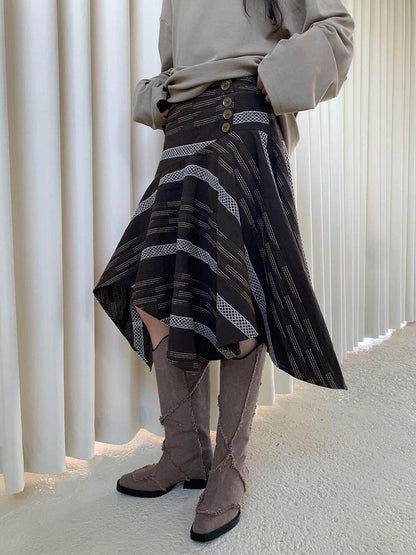 Dorydory Embroidered Striped Asymmetric Long Women&