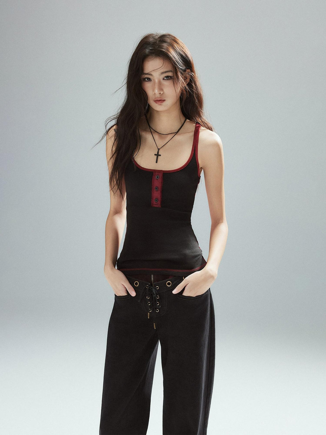 Low pixel Soft Cotton Blend Square Neck Slim Fit Street Style Young Women Daily Tank Tops