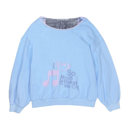 nit alcove Pure Cotton Relaxed Fit Asymmetric Neck Pullover Women Light Blue Sweatshirt