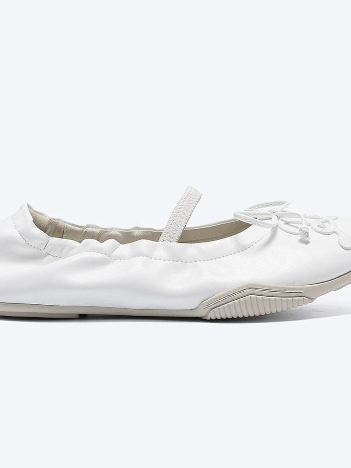 RUN TO THE FUTURE Cushioned Lambskin Casual Round Toe Microfiber Upper Rubber Sole Flats