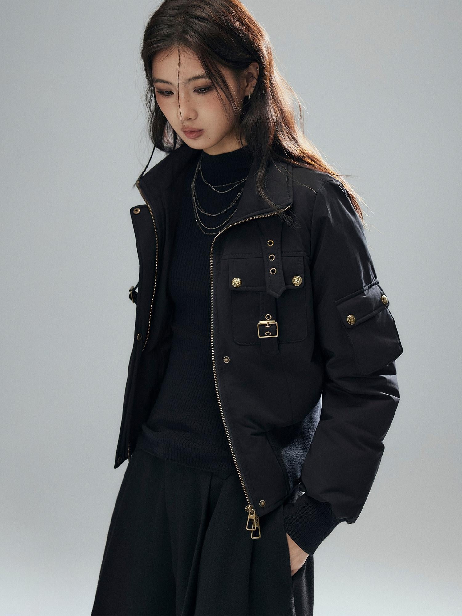Low pixel 90 Percent White Duck Down Warm Casual Cinched Waist Women Everyday Down Jackets
