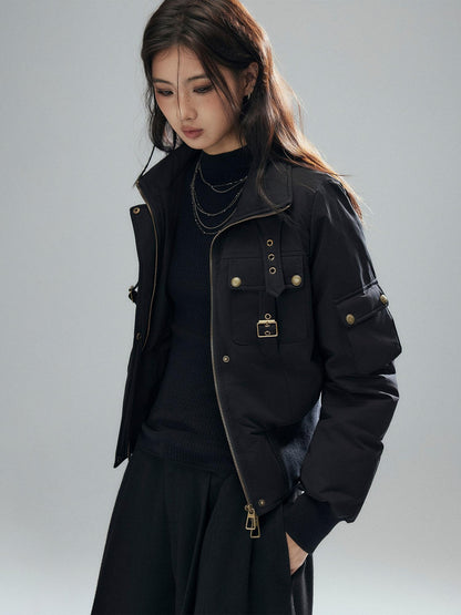 Low pixel 90 Percent White Duck Down Warm Casual Cinched Waist Women Everyday Down Jackets
