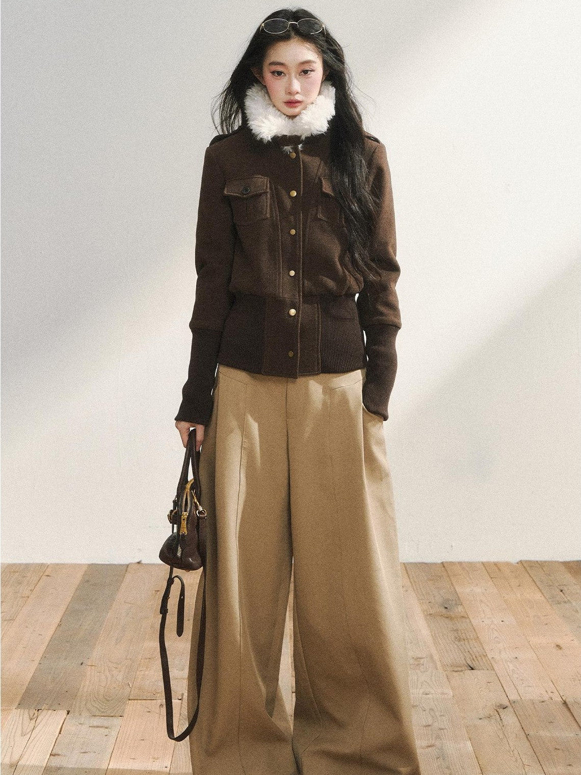 7Shiftin Low Waist Casual Straight Cut Khaki Women Everyday Versatile Wide Leg Pants