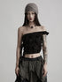 INDULGE_Spliced_Patchwork_Original_Slim_Fit_Solid_Black_Women_Bandeau_Tops_MISSTT