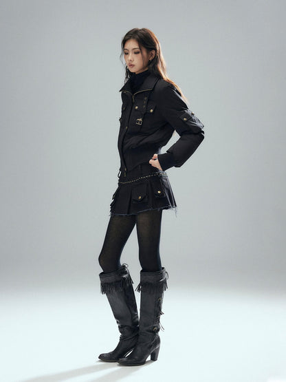 Low pixel 90 Percent White Duck Down Warm Casual Cinched Waist Women Everyday Down Jackets