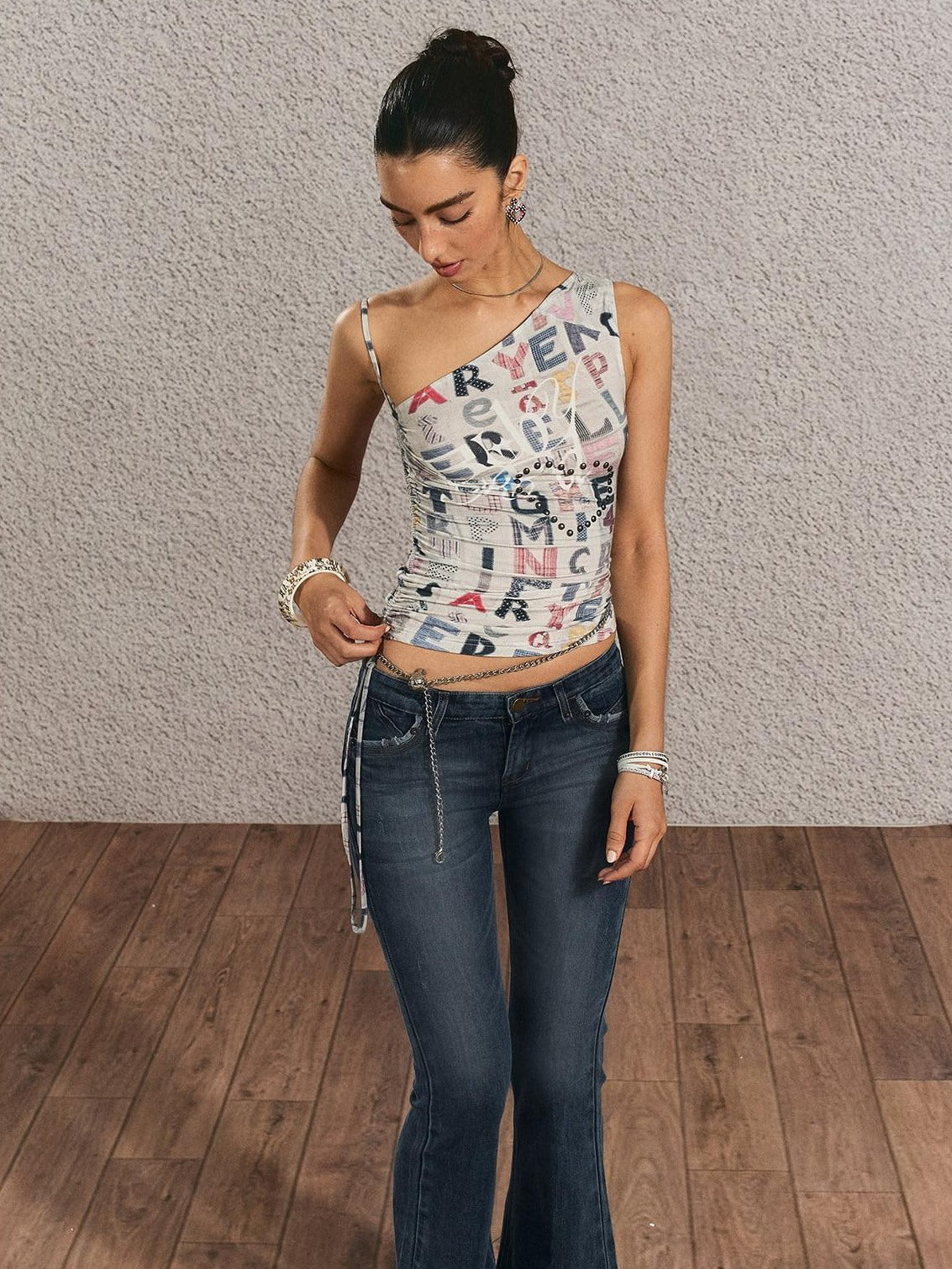 The NeverMore Original Backless Slim Fit Cropped Cotton Women Printed Letter Tank Tops