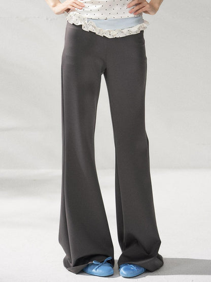 7Shiftin High Waist Minimal Commuter Micro Flare Women Office Dark Gray Flared Pants
