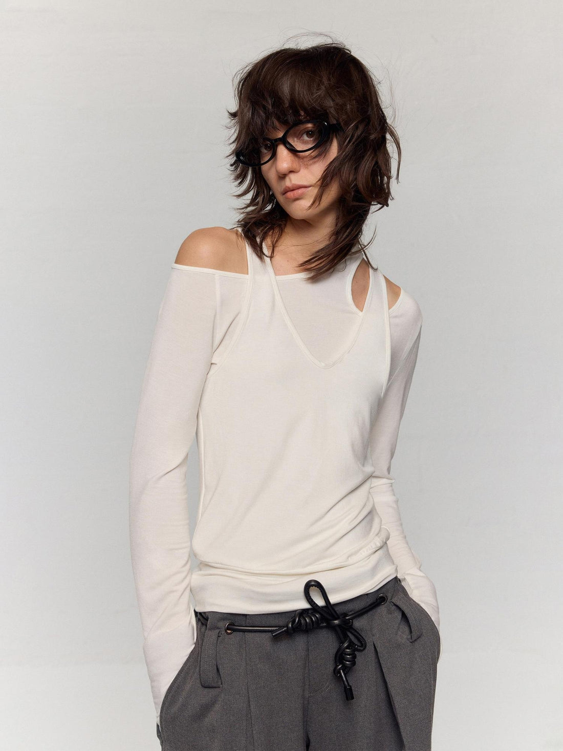 RUN TO THE FUTURE Lyocell Moisture Wicking Asymmetrical Slim Commuter Women Long Sleeve T-Shirts