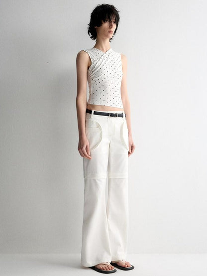 RUN TO THE FUTURE Recycled Fiber Original Micro Flare Low Waist Zip Fly Women Pocketed Chinos