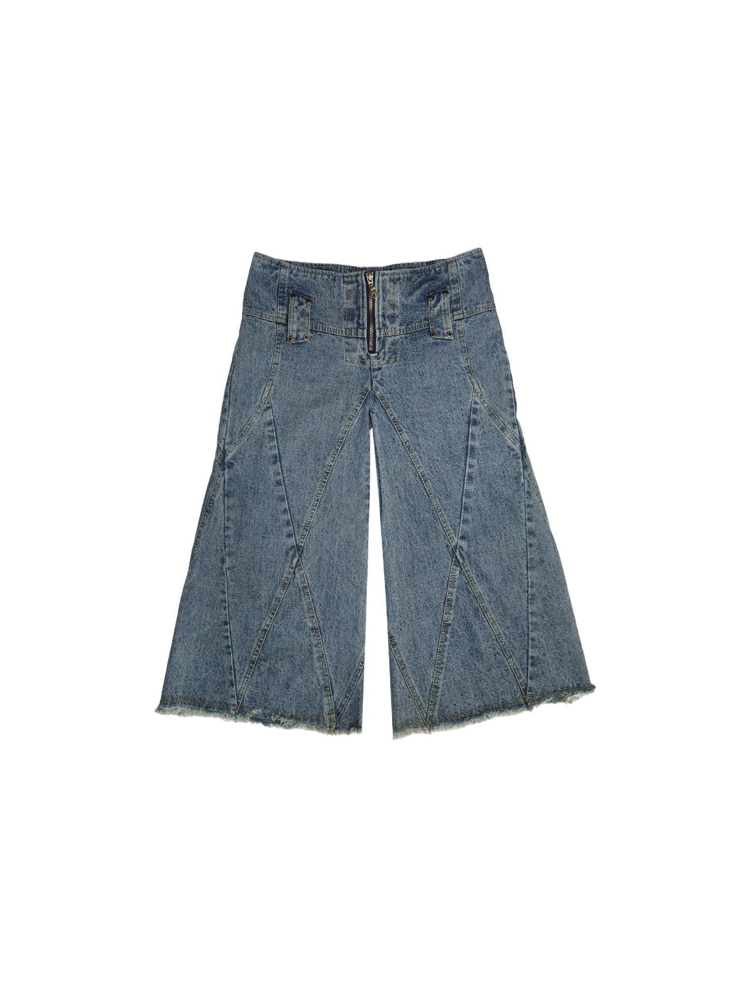 nit alcove Trendy Low Rise Rigid Denim Fitted Waist Unisex Classic Wide Leg Jeans