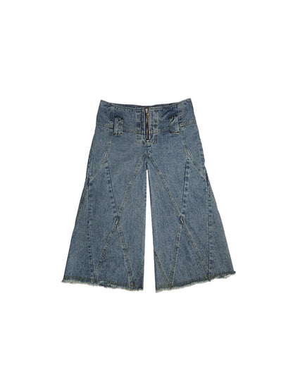 nit alcove Trendy Low Rise Rigid Denim Fitted Waist Unisex Classic Wide Leg Jeans