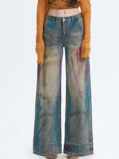 The NeverMore Washed Blue Button Fly Mid Rise Slight Stretch Sexy Straight Leg Jeans
