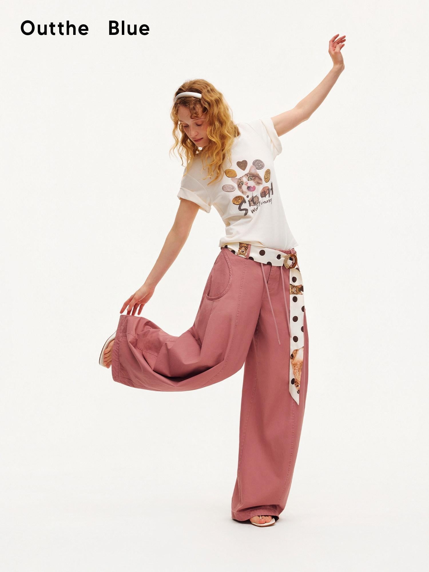 OuttheBlue Heart Lettering Cropped Loose Print Women&