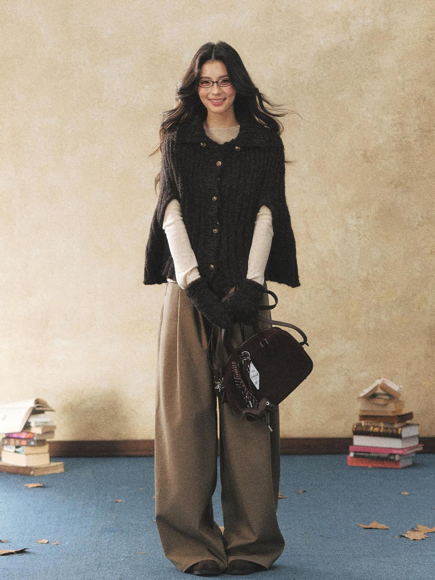 7Shiftin Cozy Button Cardigan Casual Relaxed Women Oatmeal Deep Brown Sweaters